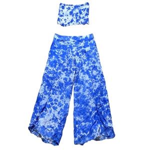 ⭐ Blue Tie Dye Hippy Festival Pants Tube Top